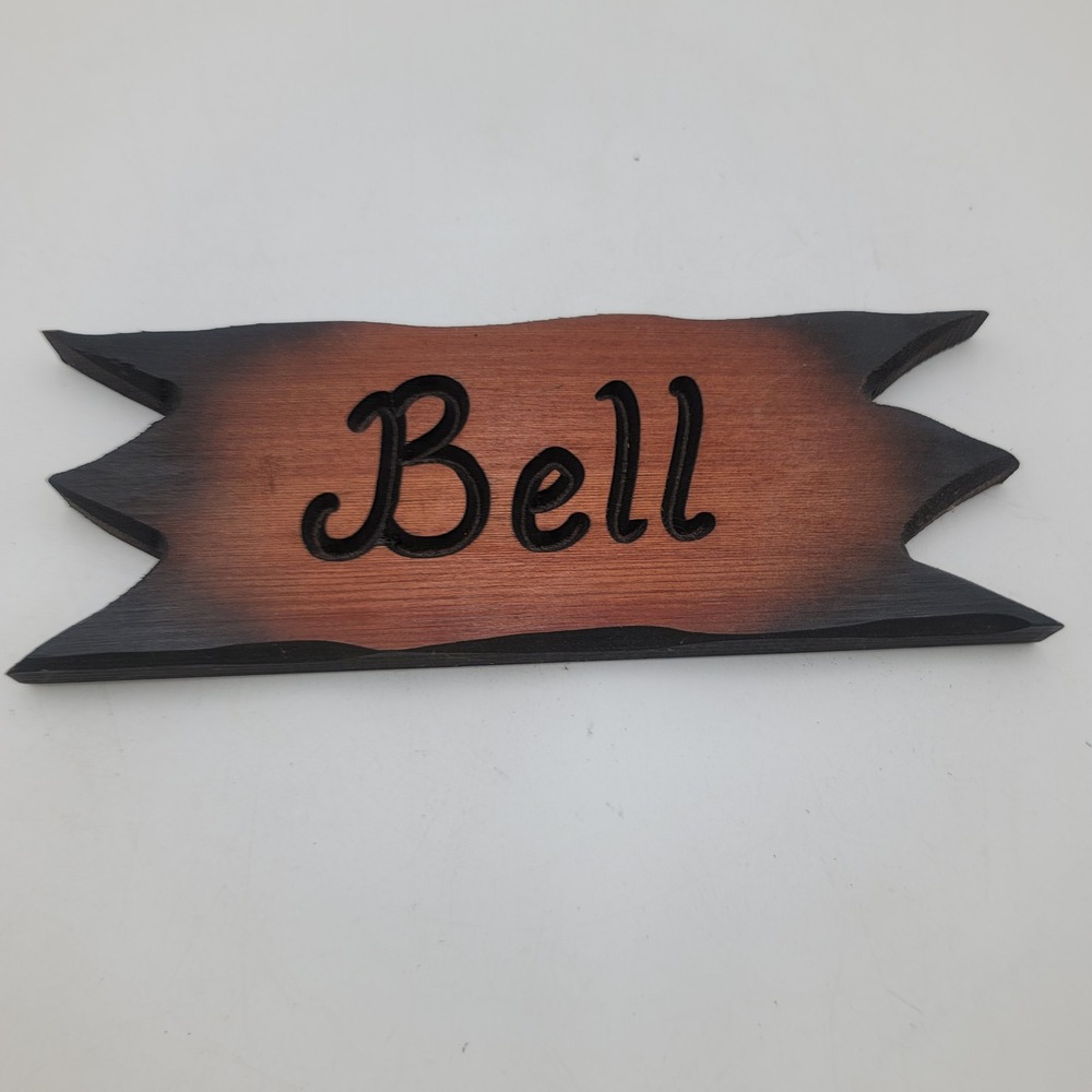 Custom Wooden Pet Name Plaque "Bell" Rustic Burnt Wood Animal Stall Kennel Sign